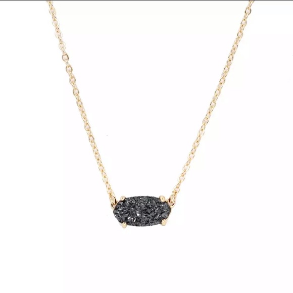 NEW 💎 Gray platinum druzy necklace gold chain - Picture 3 of 4